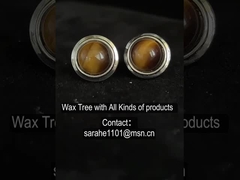 Ροδίου επιχρισμένο 925 Sterling Ασημένιο πετράδι σκουλαρίκια Στρογγυλο σκουλαρίκια από πέτρα τίγρης