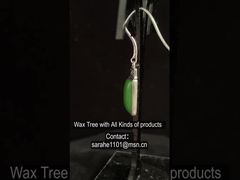 Cabochon 925 Ασημένιο Ασημένιο Αργυροσίδερο Ακουστικά 7x12mm Στρογγυλοειδές Πράσινο Ιαδένιο