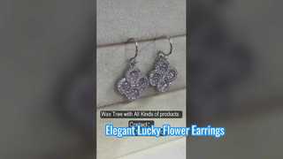 Κομψά Σκουλαρίκια Lucky Flower 925 Ασημί ροζ ροδακινί CZ