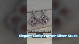 Κομψά καρφωτά σκουλαρίκια Lucky Flower 925 CZ