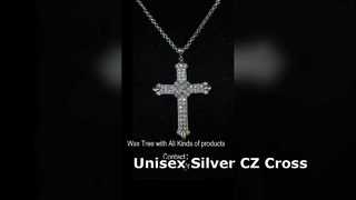 Unisex Ασημένιο μενταγιόν CZ Cross 925 ασήμι