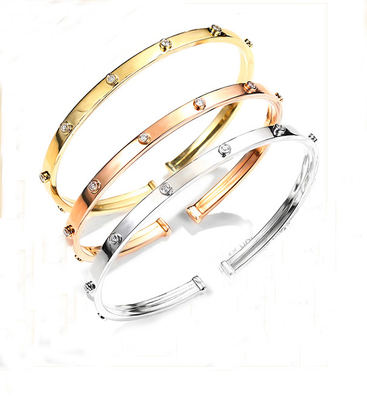 χρυσό βραχιόλι αγάπης Cartier τρι-χρωμάτων βραχιολιών διαμαντιών 43mm 53mm 18K