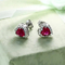 Γυναίκες 925 εξαιρετικά ασημένια γαμήλιων συνόλων σκουλαρίκια Zirconia καρδιών κόκκινα και σύνολο κρεμαστών κοσμημάτων