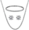 Διαμαντιών Rhinestone κοσμήματος καθορισμένο αντισφαίρισης περιδεραίων σκουλαρικιών σύνολο κοσμήματος κρεμαστών κοσμημάτων ασημένιο 925
