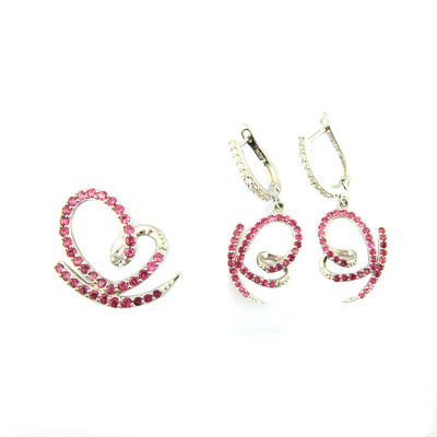 925 Silver Dangle Pendant Set With AAA Cz Stones Custom Logo Αρκαθάλης Κλειδί