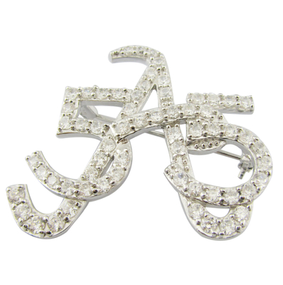 Ελαφριά και περίπλοκη 925 Ασημένια Πιν Brooch Με CZ Sterling Ασημένια Brooch Η τσάντα σας Brooch Design