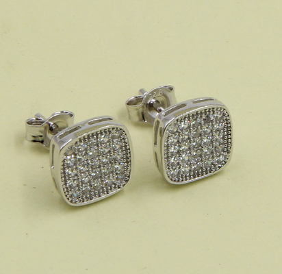 AAA CZ Solitaire Stud σκουλαρίκια σε Sterling Silver για κοσμήματα Κατασκευή τετραγωνικών σκουλαρίκια Sterling Silver cubic zirconia