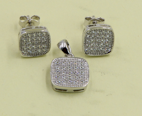 AAA CZ Solitaire Stud σκουλαρίκια σε Sterling Silver για κοσμήματα Κατασκευή τετραγωνικών σκουλαρίκια Sterling Silver cubic zirconia