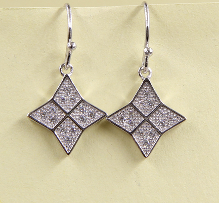 Φύλλα Δάγκλωμα σκουλαρίκι Sterling Silver Stud σκουλαρίκια με Cubic Zirconia Sterling ασημένιο σκουλαρίκια σταγόνα ακτινίδια καθαρό ασημένιο