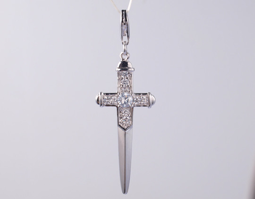 Νέο Cross συλλογή 925 Sterling Ασημένιο θρησκευτικό μενταγιόν με λαμπερό κύβικο ζιρκόνια πάγο