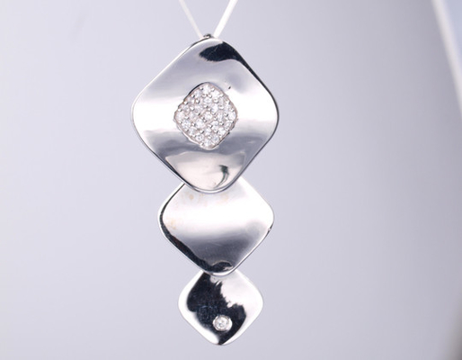 18k λευκό χρυσό χρώμα Γεωμετρικό 925 Sterling Silver Unisex παραθυράκι Κουσούνι παραθυράκι με αλυσίδα κομψή συλλογή πάρτι
