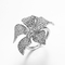 Δαχτυλίδι αρραβώνων 925 λουλουδιών εξαιρετικό ασημένιο διπλός-λουλούδι δαχτυλιδιών του CZ