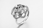 «Διπλό λουλούδι της αγάπης» δαχτυλίδι υπόσχεσης 925 εξαιρετικό ασημένιο δαχτυλιδιών του CZ ροζ
