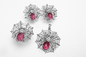 Ροδοκόκκινα 925 εξαιρετικά ασημένια σκουλαρίκια στηριγμάτων με τον Ιστό αραχνών κρυστάλλων 4.85g Swarovski