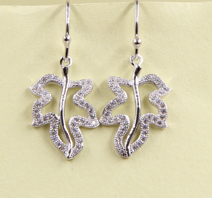 Φύλλα Δάγκλωμα σκουλαρίκι Sterling Silver Stud σκουλαρίκια με Cubic Zirconia Sterling ασημένιο σκουλαρίκια σταγόνα ακτινίδια καθαρό ασημένιο