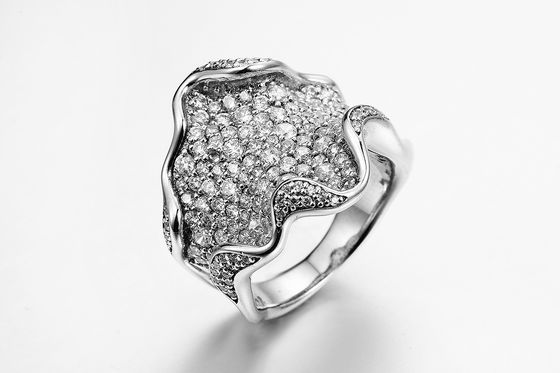 Reticular θηλυκές κυβικές εξαιρετικές ασημένιες CZ Zirconia ζώνες επετείου γαμήλιων ζωνών 9.84g