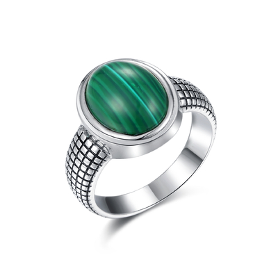 925 εξαιρετικά ασημένια Malachite διαμορφωμένα Malachite δαχτυλιδιών γύρω από γαμήλια δαχτυλίδια για των γυναικών