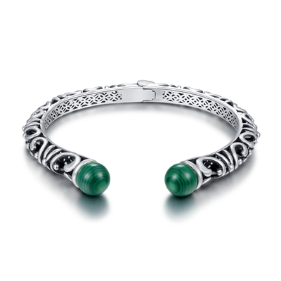 Εξατομικευμένο Malachite 925 εξαιρετικό ασημένιο βραχιολιών Bezel που θέτει για τις κυρίες