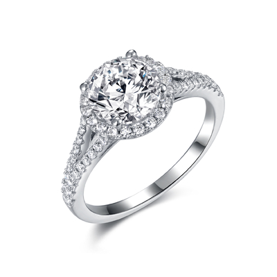 Ο στρογγυλός εξαιρετικός ασημένιος γάμος Moissanite χτυπά το ύφος σπινθηρίσματος 8.0mm